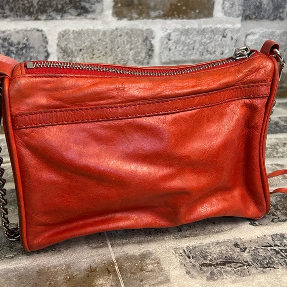 Rebecca Minkoff Small Red Leather Crossbody Bag Silver Chain Strap - Picture 2 of 9